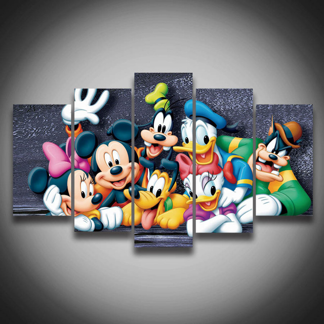 640x640 5 Pcs Cartoon Hd Printed Painting Donald Duck Mickey Mouse Dog - Painting Mickey Mouse Online