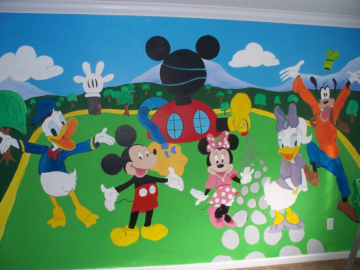 736x552 Wall Art Decor Ideas Online Mickey Mouse Clubhouse Wall - Painting Mickey Mouse Online