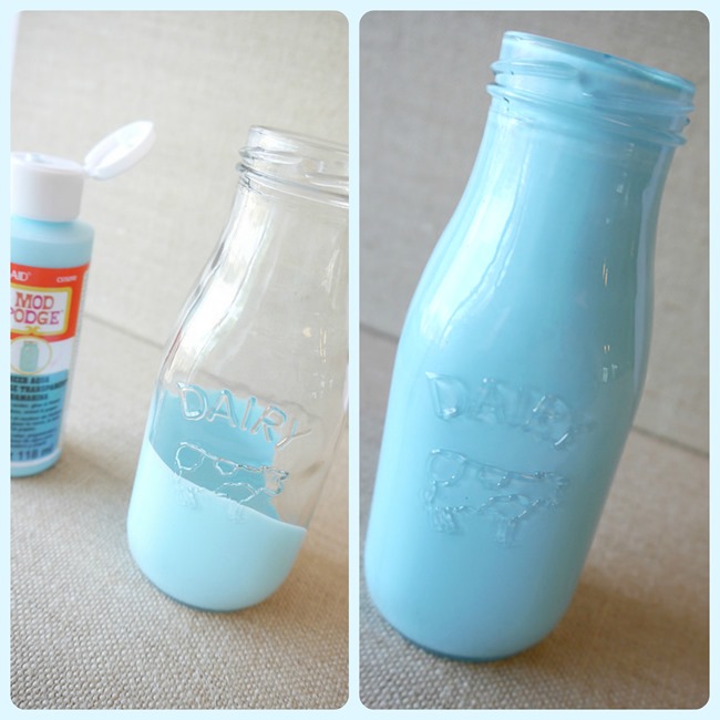 650x650 Organize With Mod Podge Sheer Colors - Painting Milk Bottles