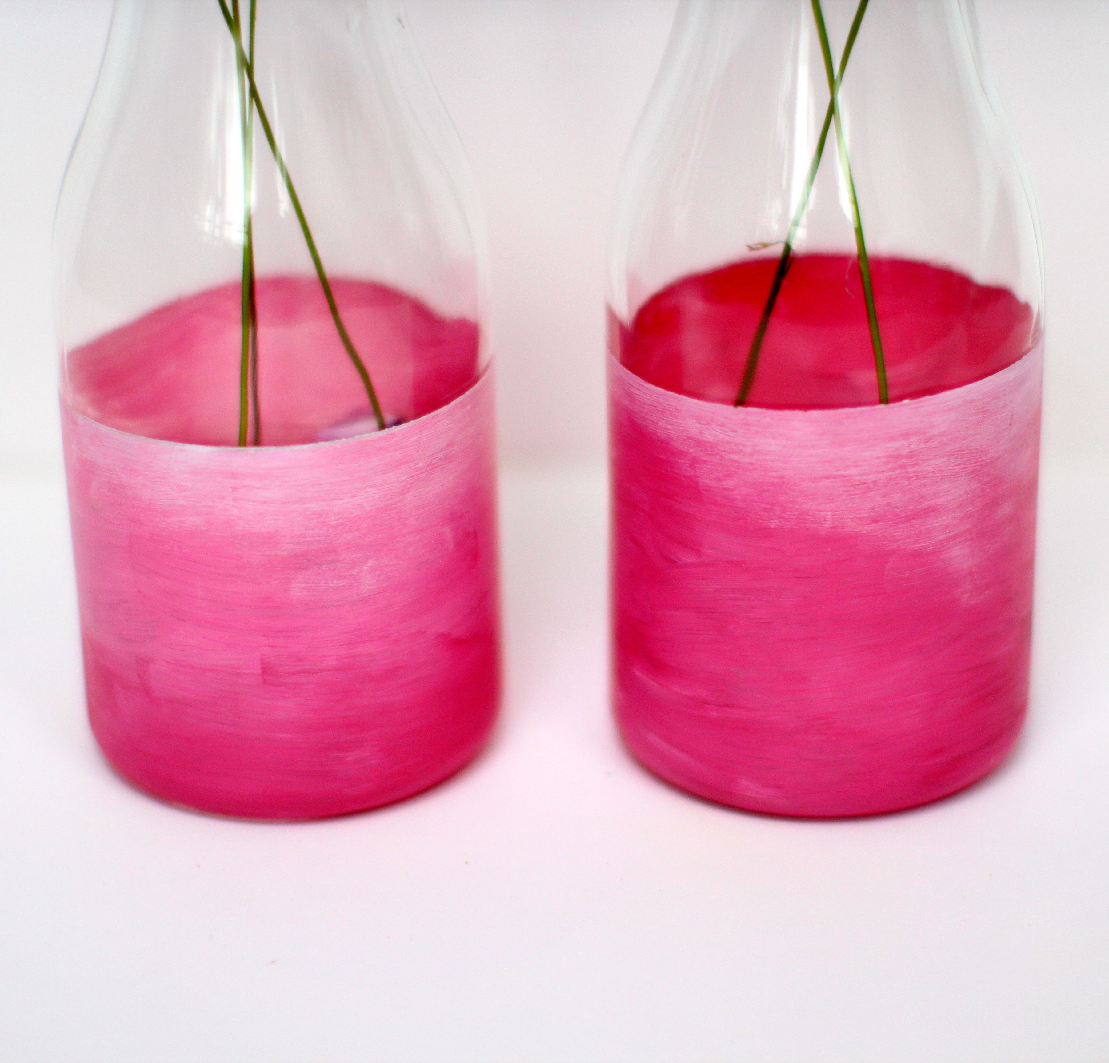 3604x3456 Think Pink Painted Bottle Vases - Painting Milk Bottles