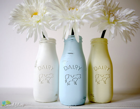 570x443 Vintage Glass Milk Bottle Wedding Inspiration - Painting Milk Bottles