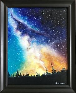 244x300 Original Oil Painting Night Sky Landscape Milky Way By Kira - Painting Milky Way