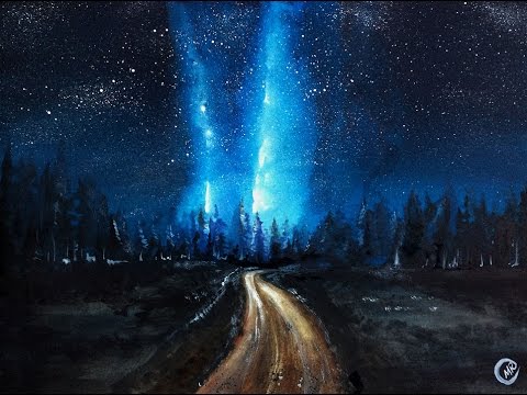 480x360 Watercolor Milky Way Night Sky Painting Demonstration - Painting Milky Way