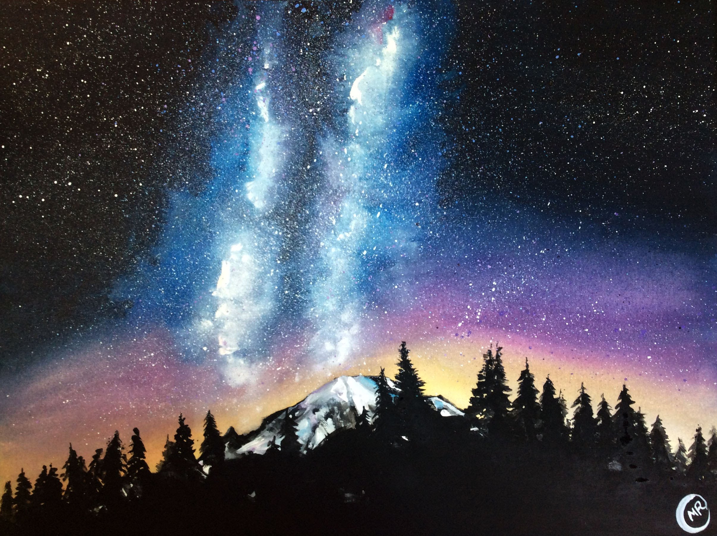 2412x1802 Watercolor Milky Way Painting Demonstration - Painting Milky Way