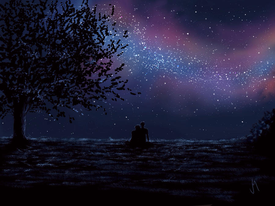 900x675 We Are Still Looking Up Painting By Veronica Minozzi - Painting Milky Way