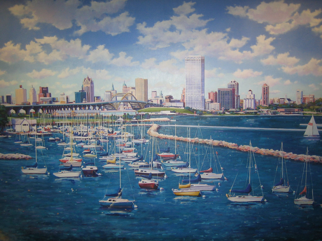 1024x768 Milwaukee Skyline Painting There Is A Little Wrong - Painting Milwaukee