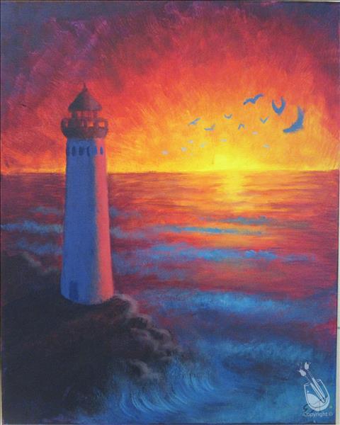 480x600 Lighthouse Sunset! - Painting Milwaukee