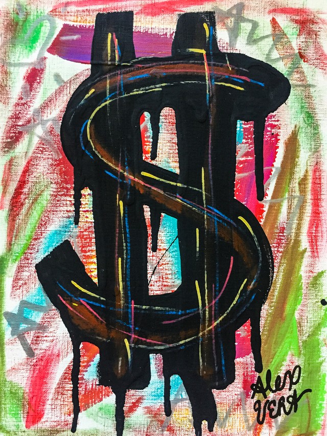 640x853 Money Changes Everything, Original Abstract Art Painting - Painting Money