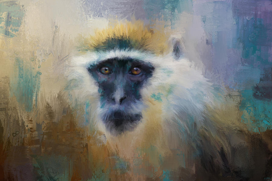 900x600 African Grivet Monkey Painting By Jai Johnson - Painting Monkey
