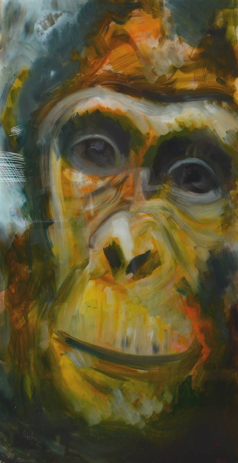 770x1499 Saatchi Art Monkey Glass Painting By Dejan Bozinovski - Painting Monkey