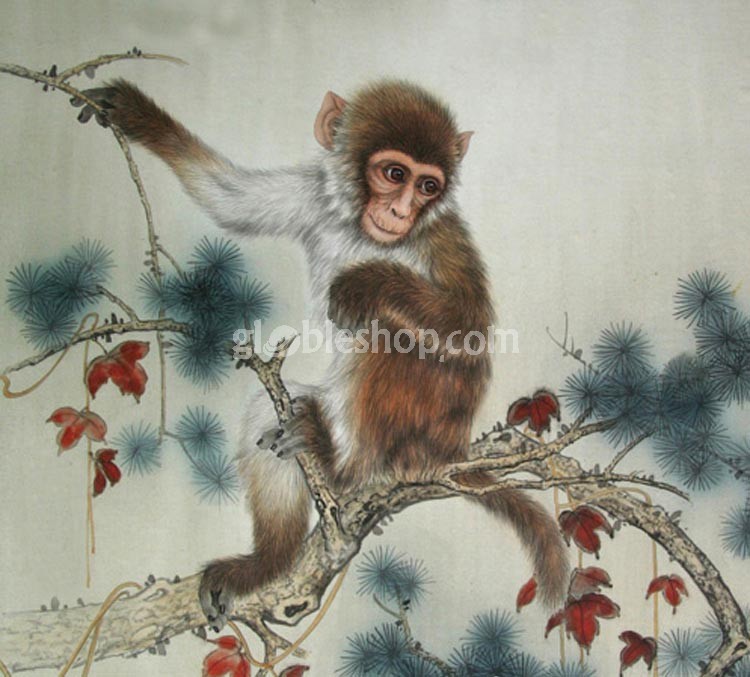 750x677 Buy Chinese Painting,monkey On The Tree,chinese Artwork - Painting Monkey