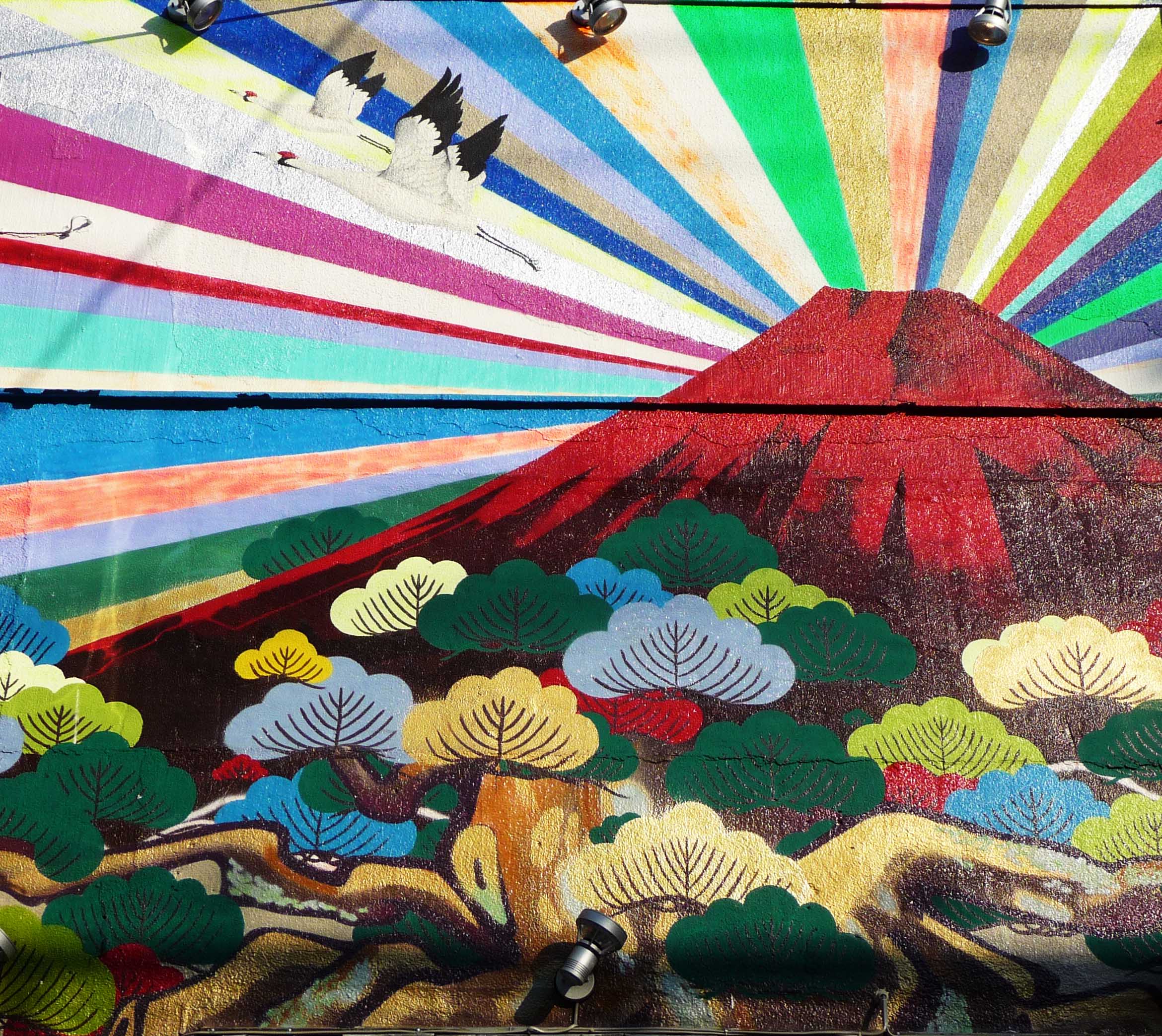 2340x2088 Mount Fuji Wall Painting Illostrophy - Painting Mount Fuji Red