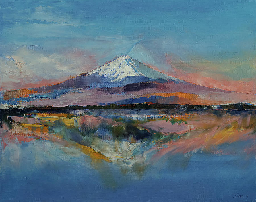 900x711 Mt Fuji Paintings Fine Art America - Painting Mount Fuji Red