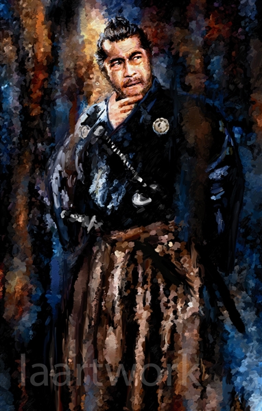 382x600 Toshiro Mifune Portrait Samurai Painting Art Canvas Movie Poster Print - Painting Movie