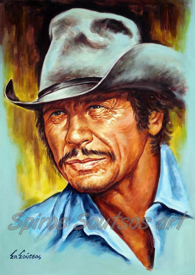 640x900 Charles Bronson Portrait Painting Canvas Print, Western Movie - Painting Movie