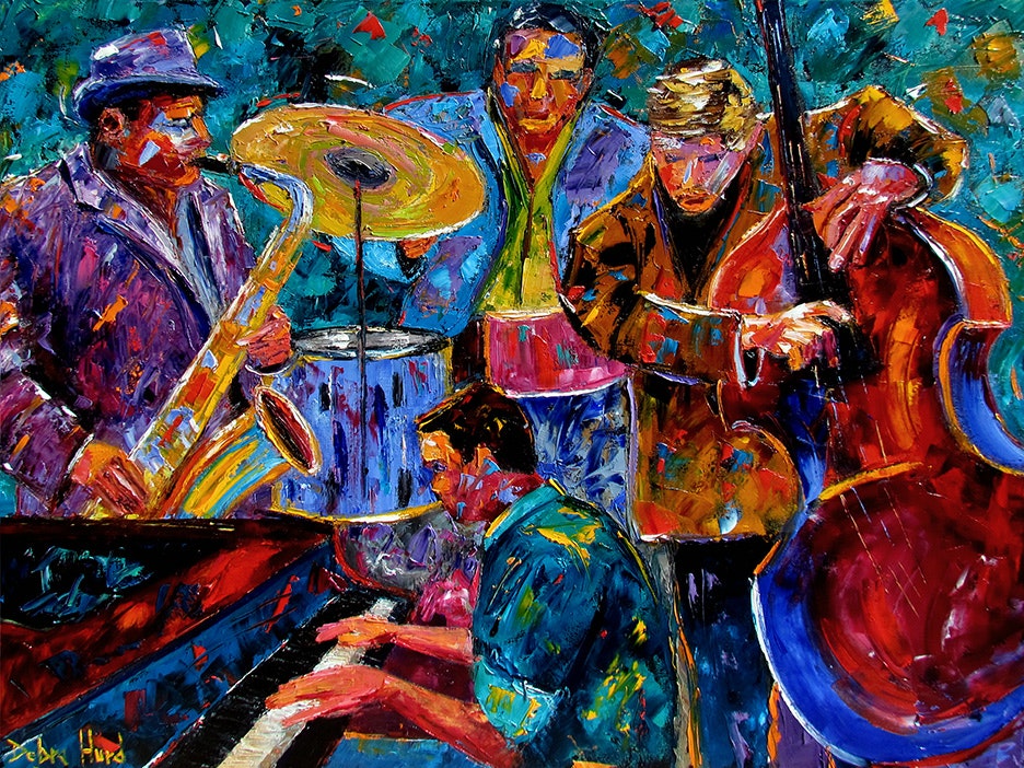 936x702 Jazz Music Paintings Instruments Painting Fine Art Abstract By - Painting Music