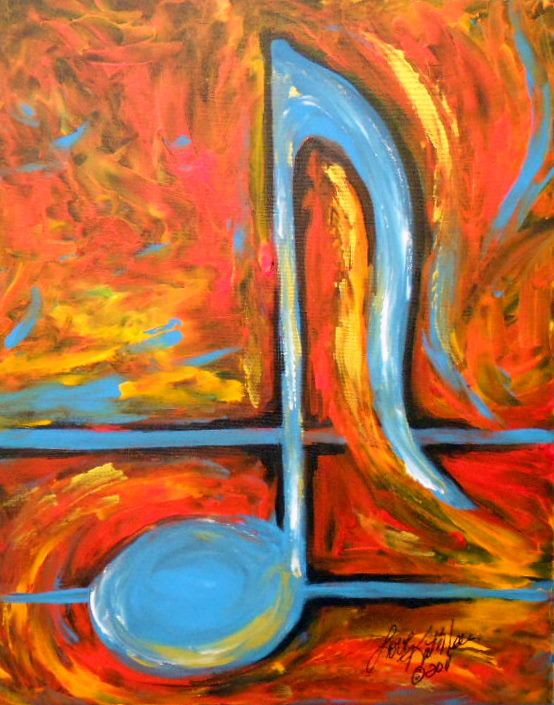 554x705 Original Acrylic Music Note Painting Textured 16x20inches By - Painting Music