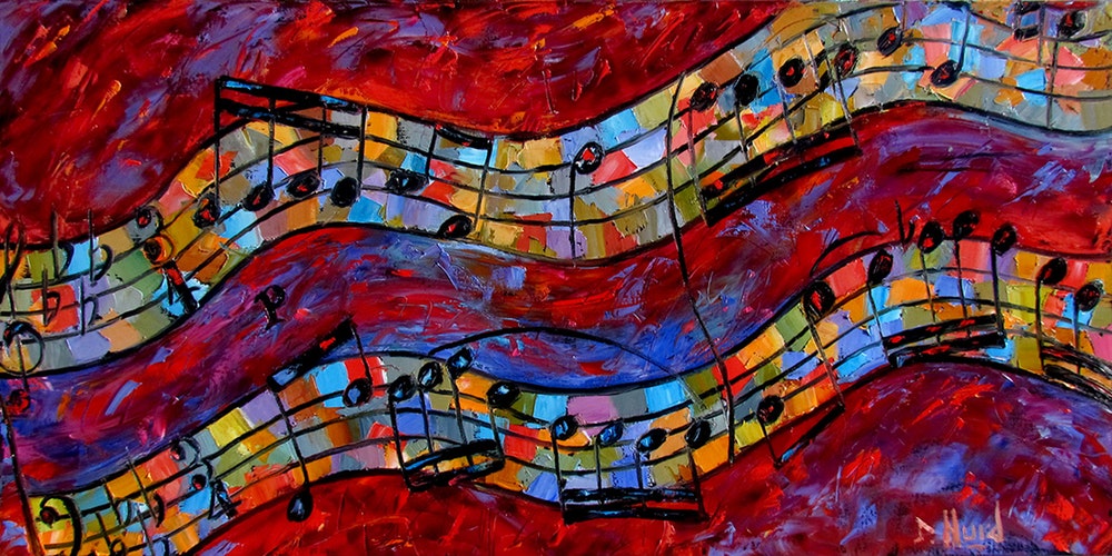 1000x500 Bach Invention Art Music Painting Fine Art Piano By Debra Hurd By - Painting Music