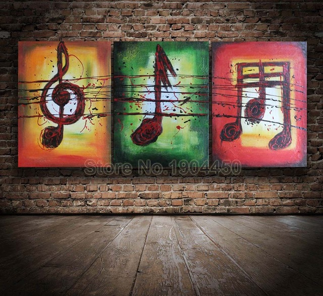 640x587 Hi Q Framed Hand Painted Oil Painting On Canvas Set Huge Abstract - Painting Music