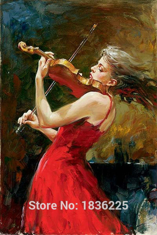 533x799 Gift 100% Handpainted Beautiful Girl Musical Instrument Oil - Painting Musical