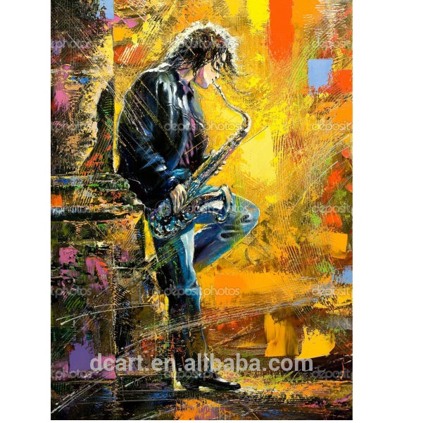 608x600 Musical Instrument Performance Knife Oil Modern Painting - Painting Musical