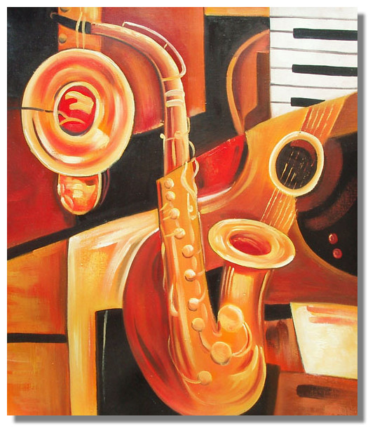 535x617 Musical Instrument Saxophone Painting For Music Room Decorate - Painting Musical
