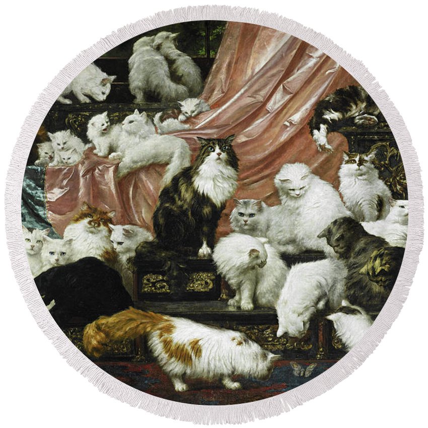 850x850 My Wife's Lovers Round Beach Towel For Sale By Carl Kahler - Painting My Wifes Lovers