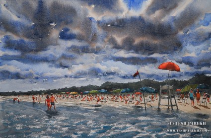 425x278 Myrtle Beach Sc Watercolor Painting By Raleigh Nc Fine Artist - Painting Myrtle Beach
