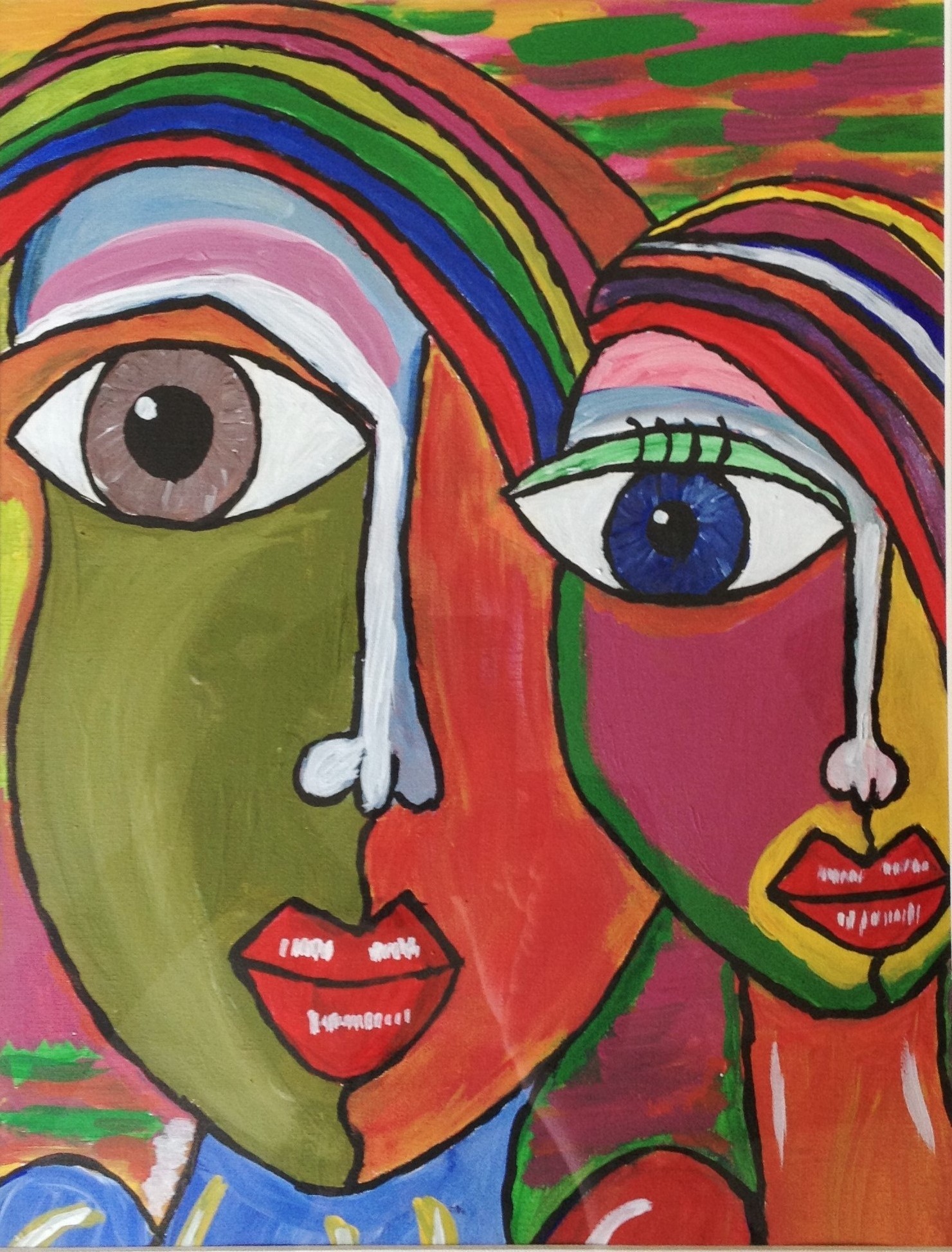 1481x1949 Neha Shah Artwork Colorful Boy And Girl Original Painting - Painting N
