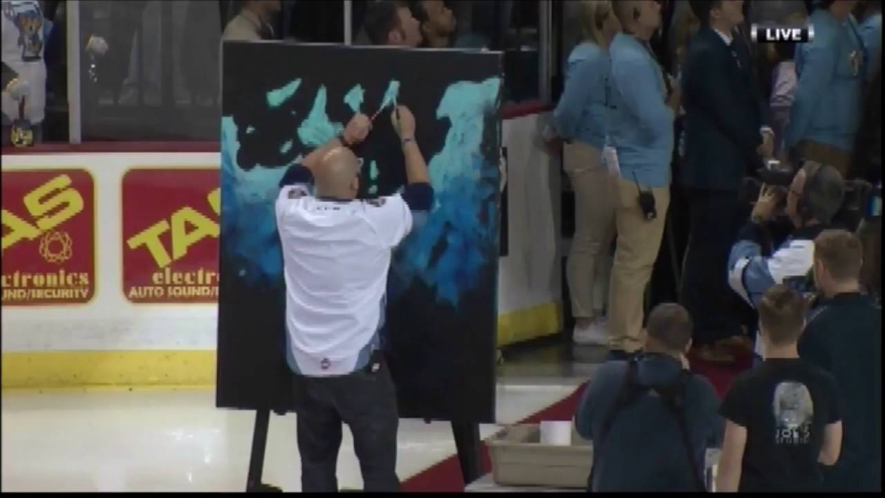 1280x720 Guy Sings National Anthem While Painting Picture - Painting National Anthem