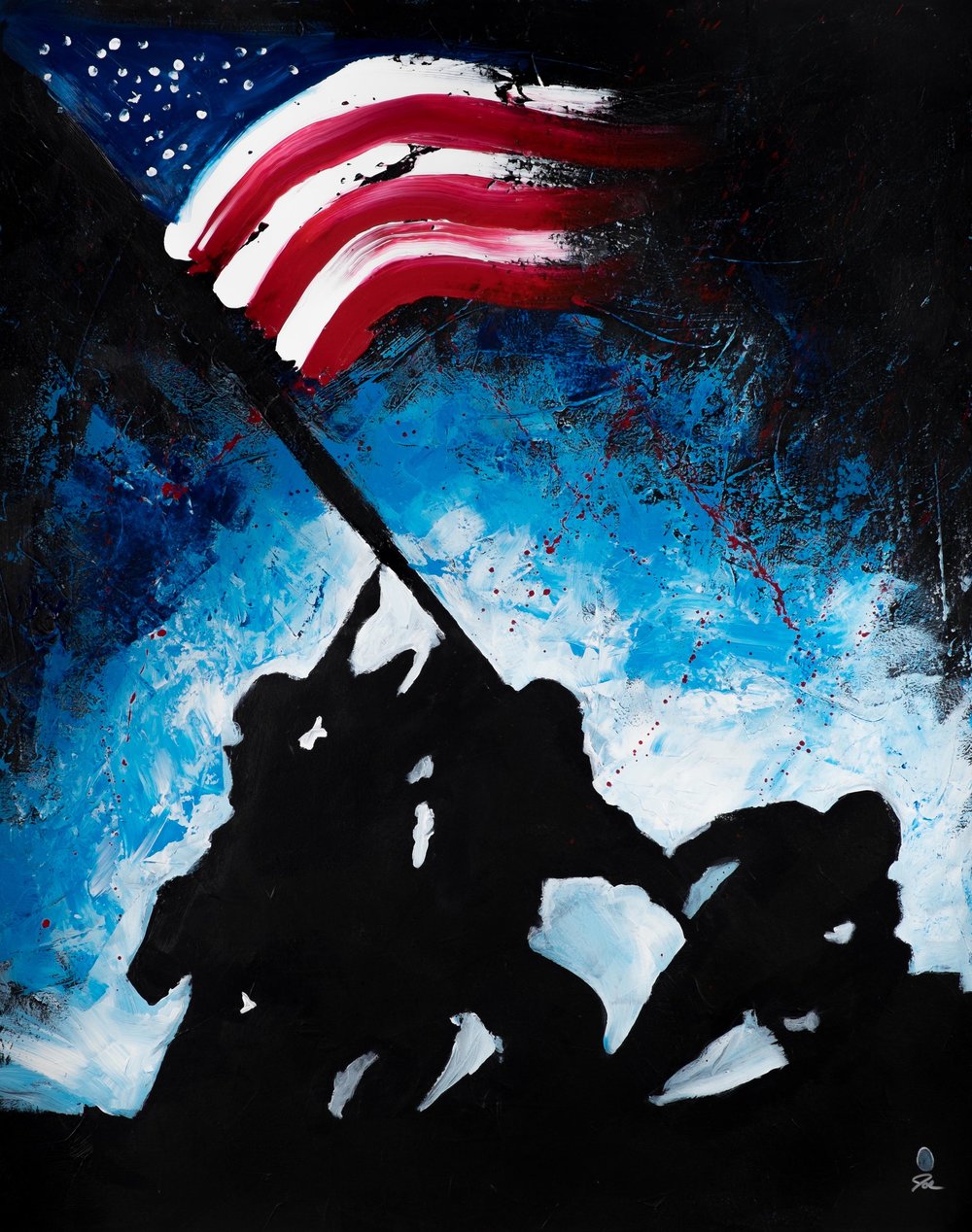 1000x1268 Iwo Jima Joe Everson Art - Painting National Anthem
