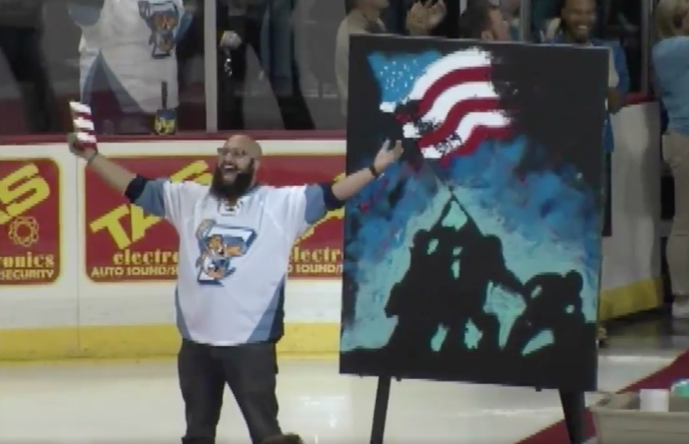 2412x1554 Man Sings National Anthem While Painting A Breathtaking Picture - Painting National Anthem