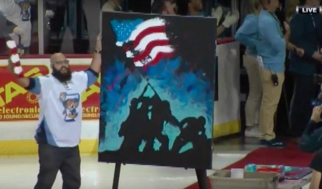 1024x601 When The Crowd Sees What National Anthem Singer Has Painted They - Painting National Anthem