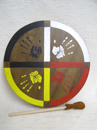 378x504 Native American Cherokee Made Painted Buffalo Drum - Painting Native American Drums