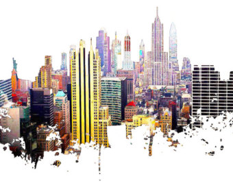 340x270 New York Skyline Skyline Urban Silhouette Cityscape Art - Painting New York Skyline