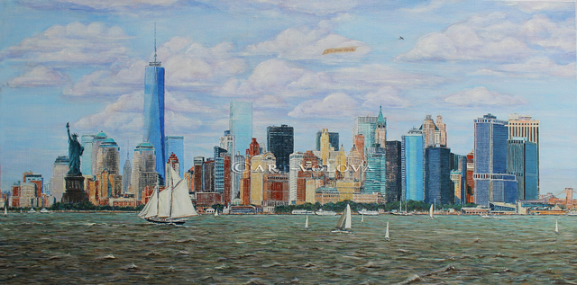 640x317 Volova Volova Artwork New York City Original Painting Acrylic - Painting New York Skyline