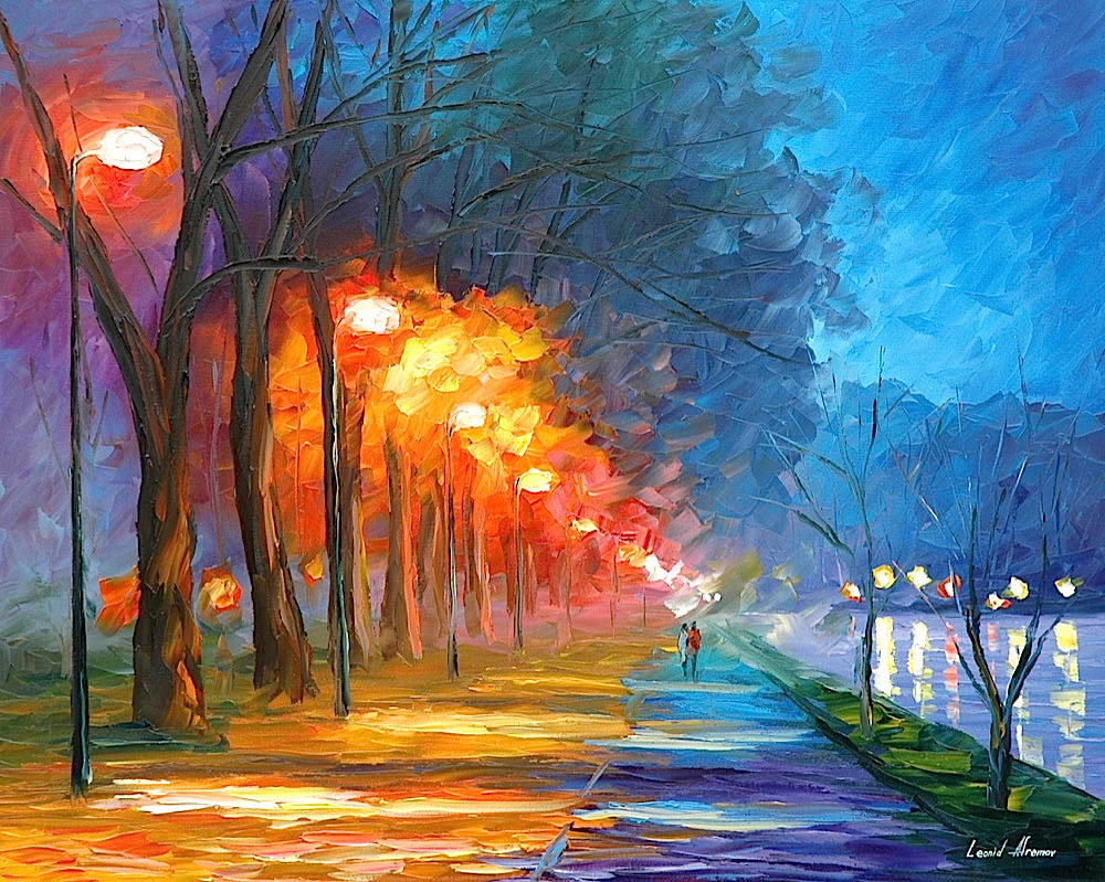 1000x799 Night By The Lake - Painting Night