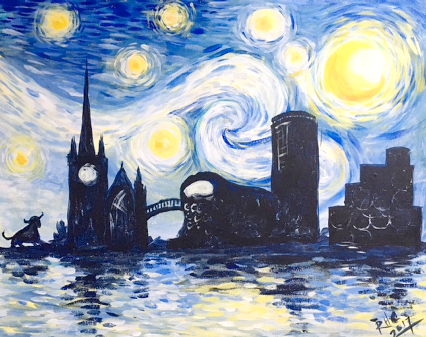 845x669 Paint Starry Night Over Birmingham! Thursday 30 November - Painting Night