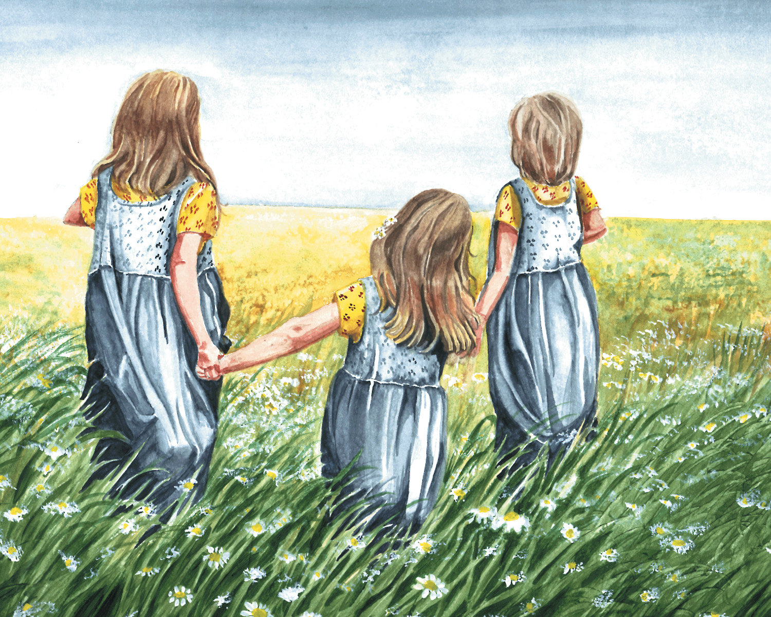 1500x1202 Watercolor Print From My Original Painting Of 3 Sisters - Painting Of 3 Sisters