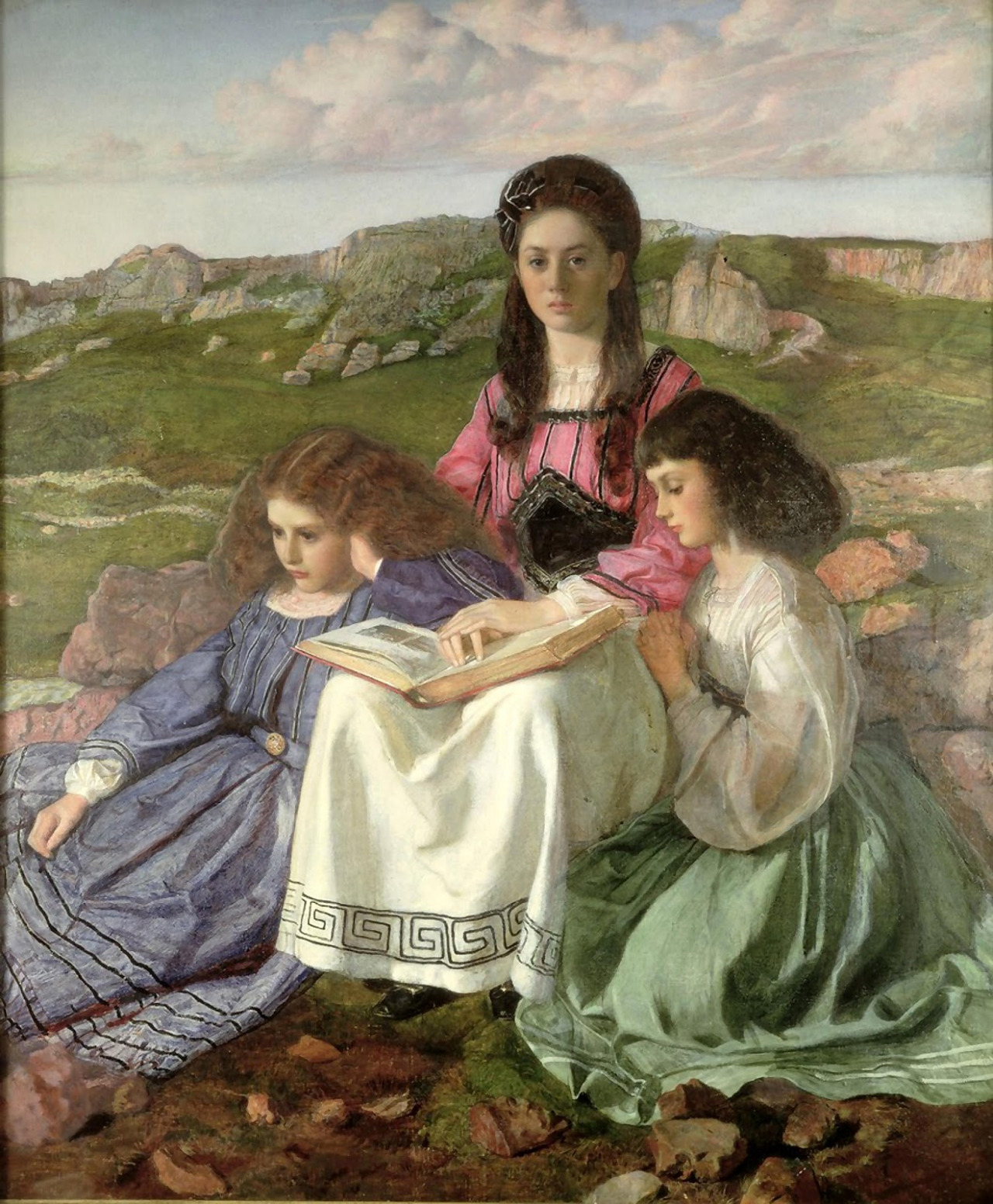 1280x1552 Women Reading - Painting Of 3 Sisters