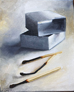 283x350 Still Life Painting Box And Matches - Painting Of A
