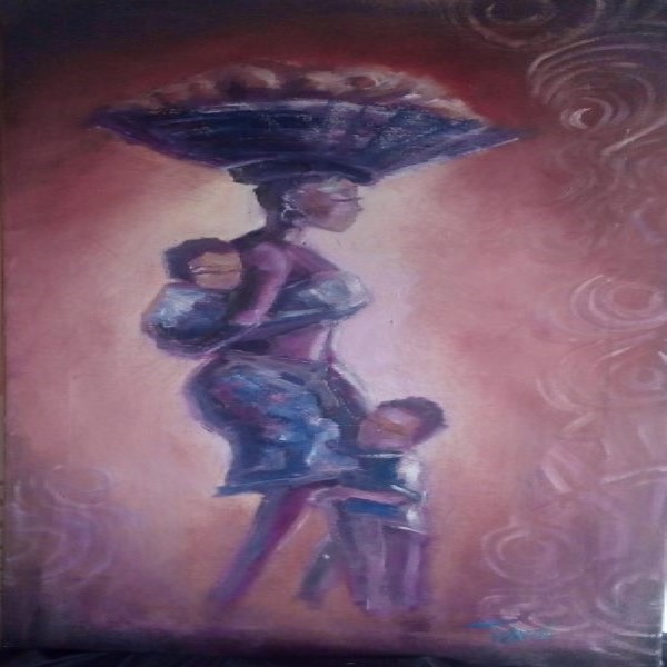 600x600 An Art Painting Of A Regular African Woman And Child. This Shows - Painting Of A