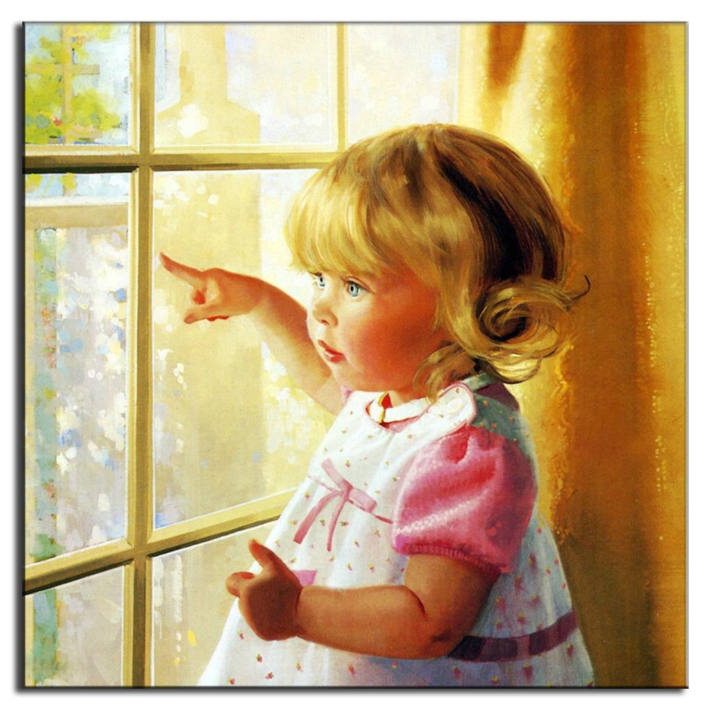 1024x1024 Classic Baby Girl Oil Painting On Canvas Wall Art Picture - Painting Of A Baby Girl