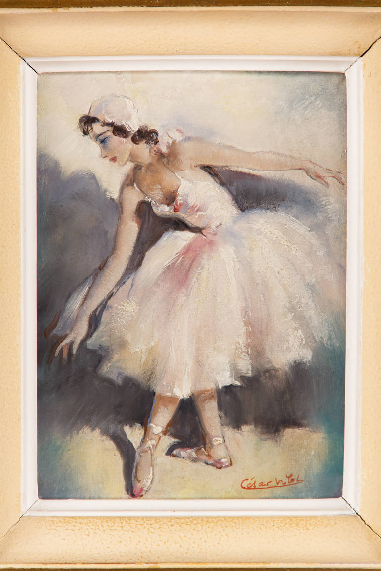 768x1152 Cesar Vilot Painting Of A Ballerina, Mid 20th Century - Painting Of A Ballerina