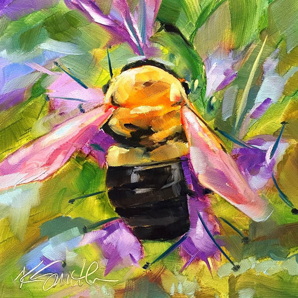 1000x1000 Oil Painting Idea Lovely Hero Original Oil Painting Of A Bee - Painting Of A Bee