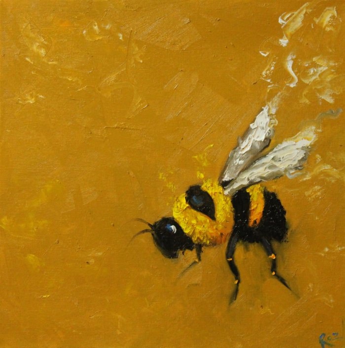 700x706 90 Best Sunflower Images On Sunflowers, Art Flowers - Painting Of A Bee