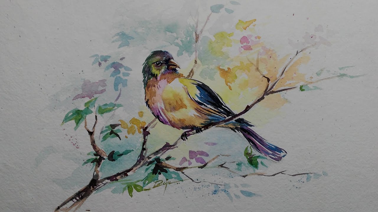 1280x720 Watercolor Painting Of A Beautiful Bird For Beginners - Painting Of A Bird