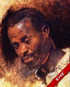 240x300 Portrait Of A Humble Black Man Negro Looking Down Painting Art - Painting Of A Black Man
