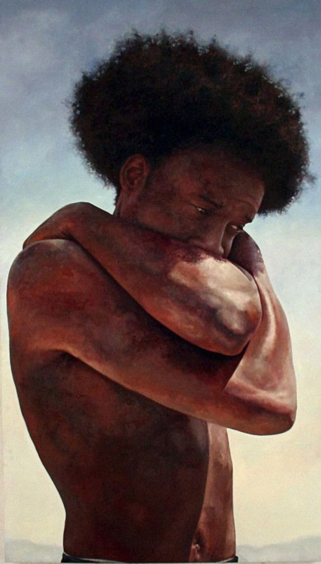 650x1141 Steven Chapman, Realist {Contemporary Figurative Art African - Painting Of A Black Man