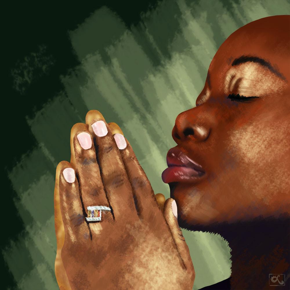 1000x1000 Digital Portrait Painting - Painting Of A Black Woman Praying